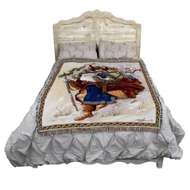 Windswept Santa - Peggy Abrams - Cotton Woven Blanket Throw - Made in The USA (72x54)