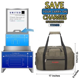 Boardingblue 17x10x9 United Airline Personal Item Under Seat Duffel Bag With Free Pillow A...
