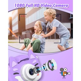 Slothcloud Kids Selfie Camera,Birthday Gifts for Boys Age 6-12,HD Digital Video Cameras for Toddler,Toy for 6 7 8 9 10 11 12 Year Old teens with 32GB SD Card,Kids Toys Gifts for Birthday(Purple)