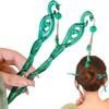 2Pcs Green Chinese Hair Sticks for Buns French Hair Pins