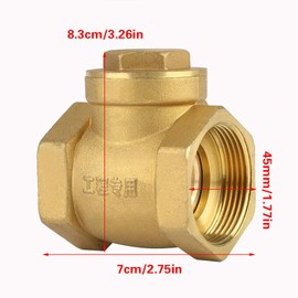 Check Valve, DN32 BSP 1-1/4" Female Thread Brass Non return Swing Check Valve DN32 Check Valve One Way Valve 232PSI Prevent Water Backflow 3.3 x 2.8inch (1)