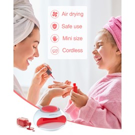 TOUCHBeauty Mini secador de uñas con luz LED y aire para esmaltes de uñas regulares, regalo ideal para niños, adolescentes, ventilador potente, alimentado por batería (pequeño-pp)