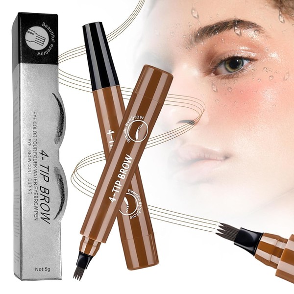 2025 Upgrade Microblading Eyebrow Pencil, 3D Waterproof 4-Tip Magic Natural