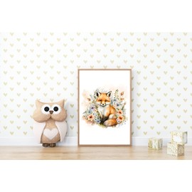 WBdesignz Children's Room 3 Pictures Set Animals Baby Room Decoration Fox Deer Raccoon Poster for Children (without Frame)