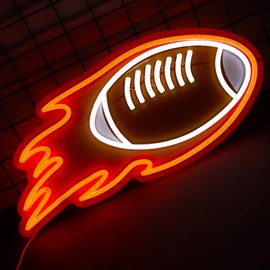 WittyRhE Football Neon Signs Dimmable Football Neon Lights Wall Decor for Club Dormitory Bedroom Shop Home Birthday Party Gift Art for Kids Fans 16.54×12.2 IN-USB Powered-Acrylic