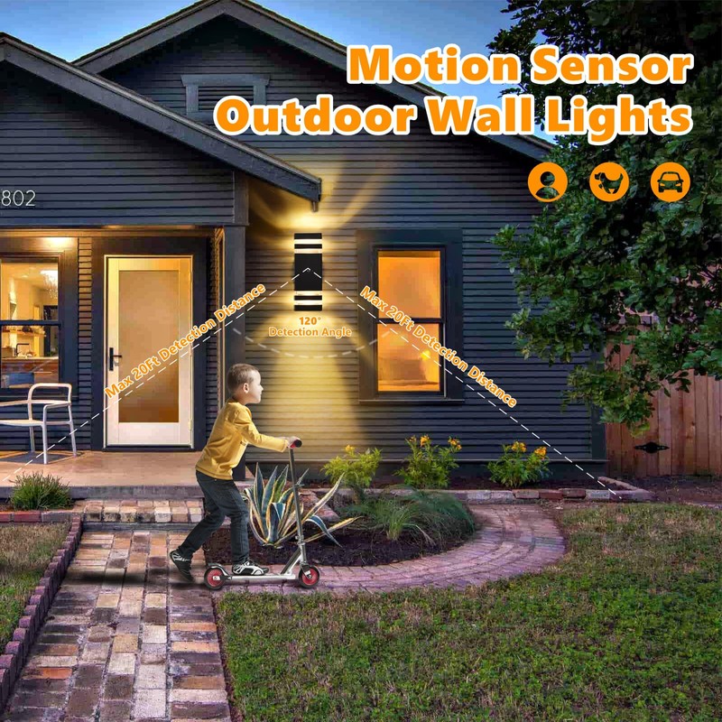 DASTOR Motion Sensor Outdoor Wall Lights 2 Pack, Dusk to