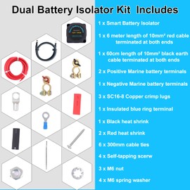 Newdeli Dual Battery Isolator Kit, 12V 140Amp Voltage Sensitive Relay VSR Double Battery Automatic Charger & Wiring Cable Kit For Car, Vehicle, RV, ATV, UTV, Boat, Camper, Truck