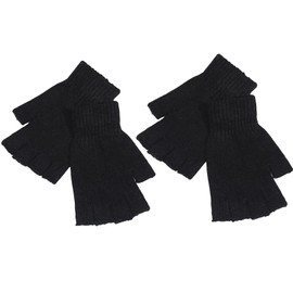 2 Pairs of Men's Half Finger Gloves Fingerless Gloves Unisex Fingerless Gloves for Men Women Black, black
