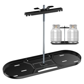 Skyflame Steel RV Dual Propane Tank Mounting Rack for 20 lbs Cylinders, Double Gas Hitch Frame for RVs, Camping and Trailers