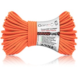 Ganzoo Paracord 550 Rope Red Orange, 4 mm, Type 3, Nylon Polyester, Hybrid, Bracelet, Dog Lead, Dog Collar, Approx. 250 kg Breaking Load, Outdoor Rope, Camping Cord, All-Purpose Rope, 30 Metres
