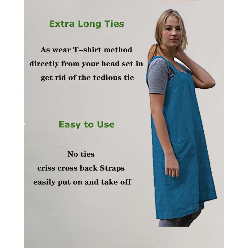 Stomeshle Japanese Aprons Plus Size Smock for Women with Pockets