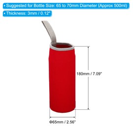 PATIKIL 65mmx180mm Water Bottle Sleeve, 4 Pack Neoprene Insulated Bottle Bag Holder Carrier Pouch with Finger Strap, Red