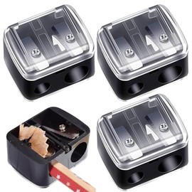 Citystores® 3 Pack Pencil Sharpener - Travel Cosmetics Pencil Sharpener with Cover | Portable Makeup Sharpener | Dual-Pencil Sharpener for Lip Liner, Eyebrow, and Eyeliner Pencils