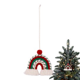 Boho Rainbow Car Charm - Retro Christmas Car Charm | Cute Knitted Pendant, Car Interior Accessories for Schoolbag Backpack Christmas Tree