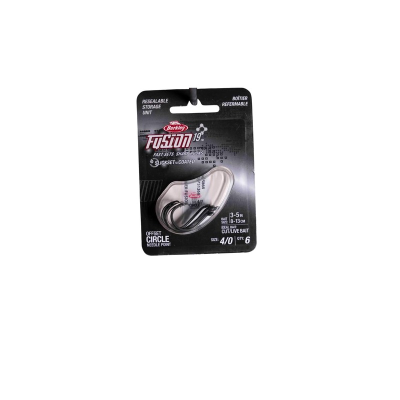 Berkley FUSION19 Circle Hooks, Size 4/0 Hook, Smoke Satin,Per 6