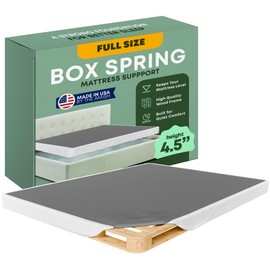 Greaton, Unassembled Full Bed – 4.5-Inch Wood Box Spring Only – Amish Made in USA – Quiet Noise-Free Replacement Mattress Foundation – Packed Flat, Easy Assembly (White)