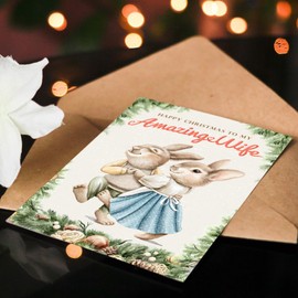 Wife Christmas Card with inside Verse from Husband - Romantic Happy Christmas for Amazing Wife - Cute Xmas Card