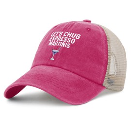 Ositerpz Let's Chug Espresso Martinis Trucker Hat Women Trendy Mesh Baseball Cap for Summer Pink