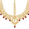 Aheli tradicional chapado en oro rojo Kundan Pearl Maang Tikka