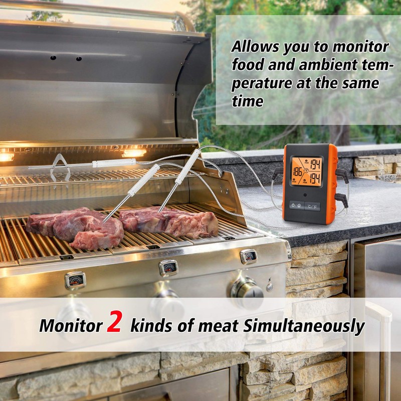 Wireless Meat Thermometer for Grilling Smoking - Kitchen Food Cooking