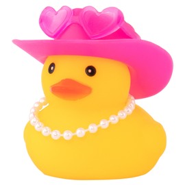 wonuu Car Dashboard Pink Cowboy Hat Rubber Ducks, Decorations Duck for Office Desk Ornament Accessories with Hat, Heart Glasses, Pearl, Pink