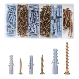 284-Piece Wall Dowels and Screws Set, Plasterboard Screw Set and Dowel Set, Wood Screws with Hollow Wall Anchor, Assortment Kit, Self-Drilling Screws and Dowel Anchor Bolts, M3.5/M4/M5/M6/M8