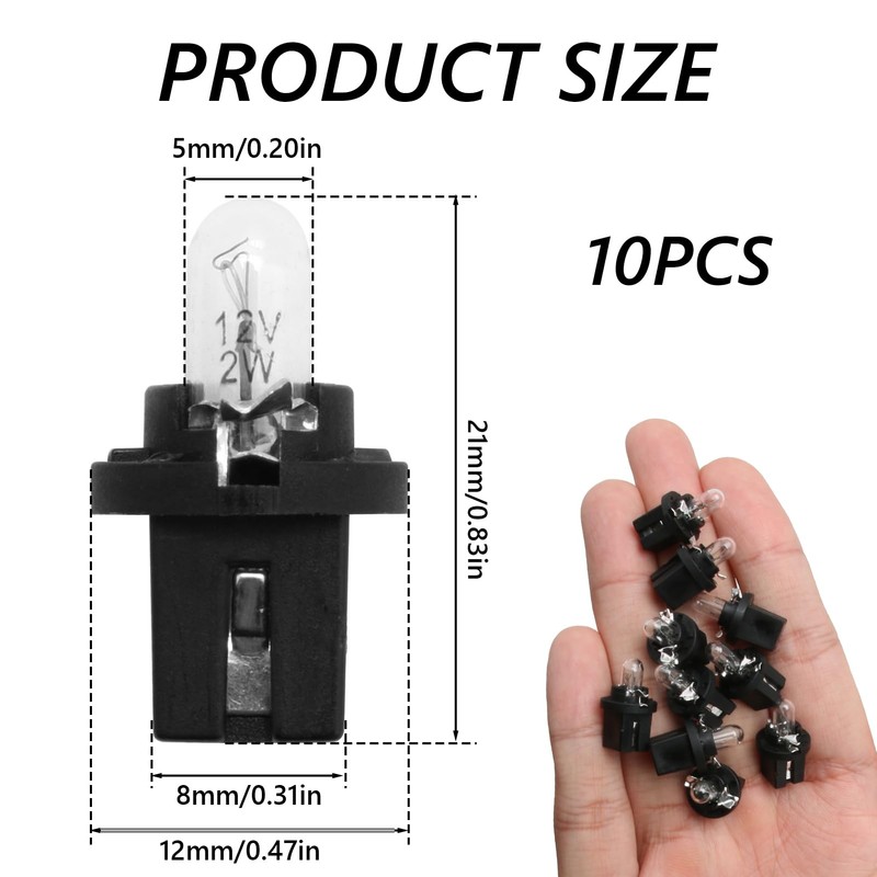 10pcs DC 12V 1.2W T5 Direct Connector Indicator Light Central