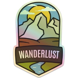 Holographic Wanderlust Outdoor Sticker Funny Adventure Bike Camping Unique Sticker Cool Decal Humor Funny Peel and Stick