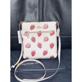 COACH CAQ09 Mini Rowan File Bag With Strawberry Print Coated Canvas & Leather