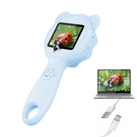 EVIOAUO Kids Microscope Mini Microscope for Kids Magnifying Glass for Kids Pocket Microscope for Kids Handheld, Ideal Birthday Christmas New Year Gifts for Age 3 4 5 6 7 8 9 Girls Boys, Blue