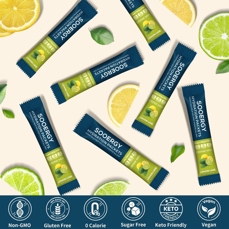 Sooergy Electrolytes Powder Packets Sugar Free Hydration Packets, Liquid Daily