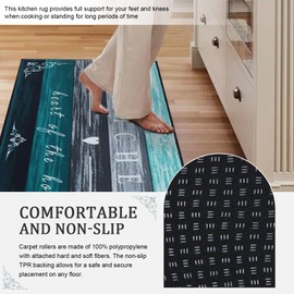 7VSTOHS Kitchen Rug Set 2 Piece Non Slip，Washable Mats and Rugs for Kitchen, Hallway Runner Set, Dining Room, Entryway and Home Decoration Office 43x75 + 43x120 cm