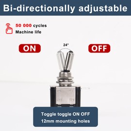 SCOOYUCK 2 Pcs Toggle Switch, 12V/24V Blue Light, SPST（ON Off） Heavy Duty Rocker Toggle Switch with Waterproof Cover, for Automotive Trucks Boats Marine