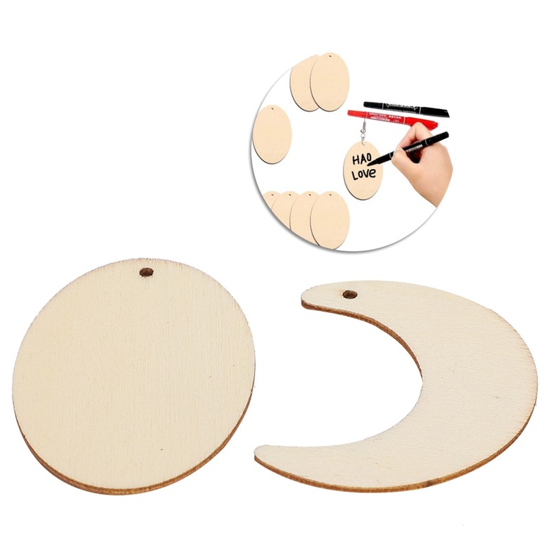 Wood Ornament Pieces Unfinished Wood Blank Earrings DIY Hand‑made Craft