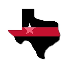 Texas Shaped Thin RED LINE Sticker (Decal Logo Service Firefighter Stripe tx)