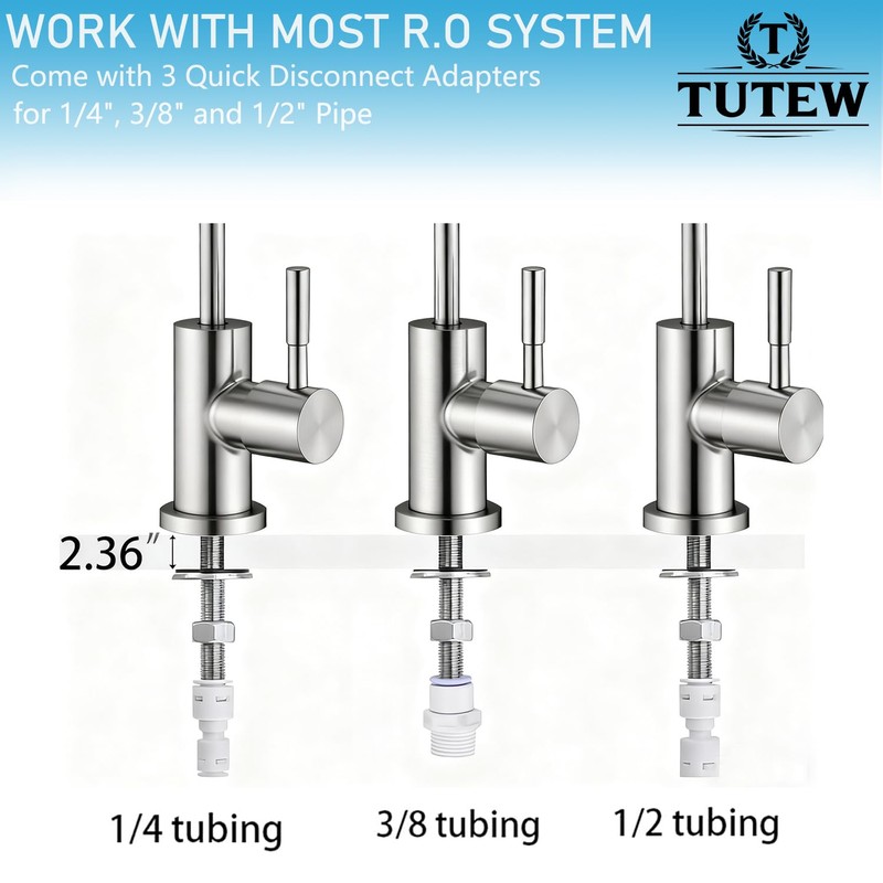 TUTEW Drinking Water Faucet Brushed Nickel, Kitchen Water Purifier Faucet