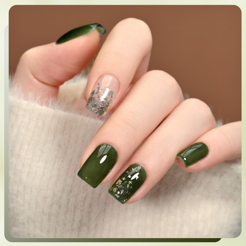 GAOY Jelly Gel Nail Polish, 16ml Sheer Green Translucent Soak