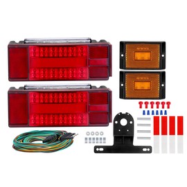 VINAUO LED Trailer Lights, 2X New Submersible LED Trailer Light Kit with Trailer Wiring Harness Kit, 2 Amber Trailer Marker Lights for Camper Truck RV Boat Snowmobile Over 80" Inches