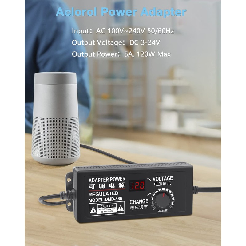 Aclorol - Fuente de alimentación universal 4V-24V 5A 120W Adaptador