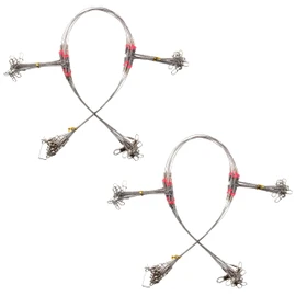 Fishing Leaders Wire Rigs Saltwater, 12pcs/24pcs Stainless Steel Wire Leader 2-3 Arms Fishing Rigs with Swivel Snap Beads for Lures Bait Hook Connector Tackle
