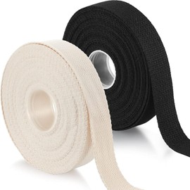 Heavy-Duty Bias Binding Tape - 20 Yards, 1 Inch Wide, Dual-Colored Cotton Webbing for DIY Crafts, Sewing, Home Décor & Outdoor Gear (Black & Natural)