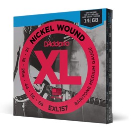 D'Addario Cuerdas de Guitarra Eléctrica, XL Níquel, EXL157, Barítono Calibre Medio 14-68, Juego de 6 Cuerdas, Paquete de 3