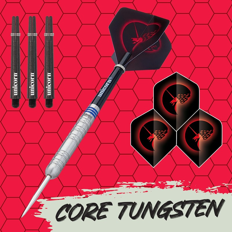 Unicorn Unisex Core|Style 1|Steel Tip Darts, Silver, 22 G EU