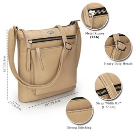 Genuine Leather Crossbody Bags for Women, Cross-Shoulder Sling Bags for Women, Adjustable Strap, Triple Zipper Premium Material, Classy - Ivory