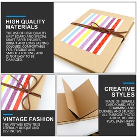 FERCAISH 8 inch Photo Album for DIY, Photo Album for Gluing, DIY Scrapbook Photo Book, Kraft Paper Accordion Scrapbook as Graduation Birthday Anniversary Wedding (34 Pages, Light Brown)