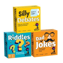 ? WORD TEASERS LOL Bundle - Riddles, Dad Jokes & Silly Debates 3 Pack Set - Fun Riddle Cards, Dad Joke Cards & Conversation Cards for Kids & Adults - Great Mind Teasers & Word Games for Kids