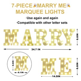 JUICYRAUL 7 LED Marquee Marry Me Lights - Light Up Letters for Romantic Proposal, Wedding & Engagement Signs