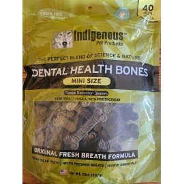 Indigenous pet products- Dental Health Bones Mini, 13 0z/40 mini treats