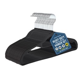 Lifemaster Versatile Clothes Hanger Set - 80 Pieces Space-Saving Dry and Wet Clothes Hanger Set with 360° Swivel Hook and Non-Slip Rubber Design - Black