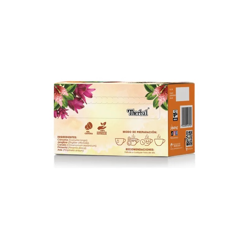 Té De Cúrcuma Con Jengibre Therbal 25 Sobres